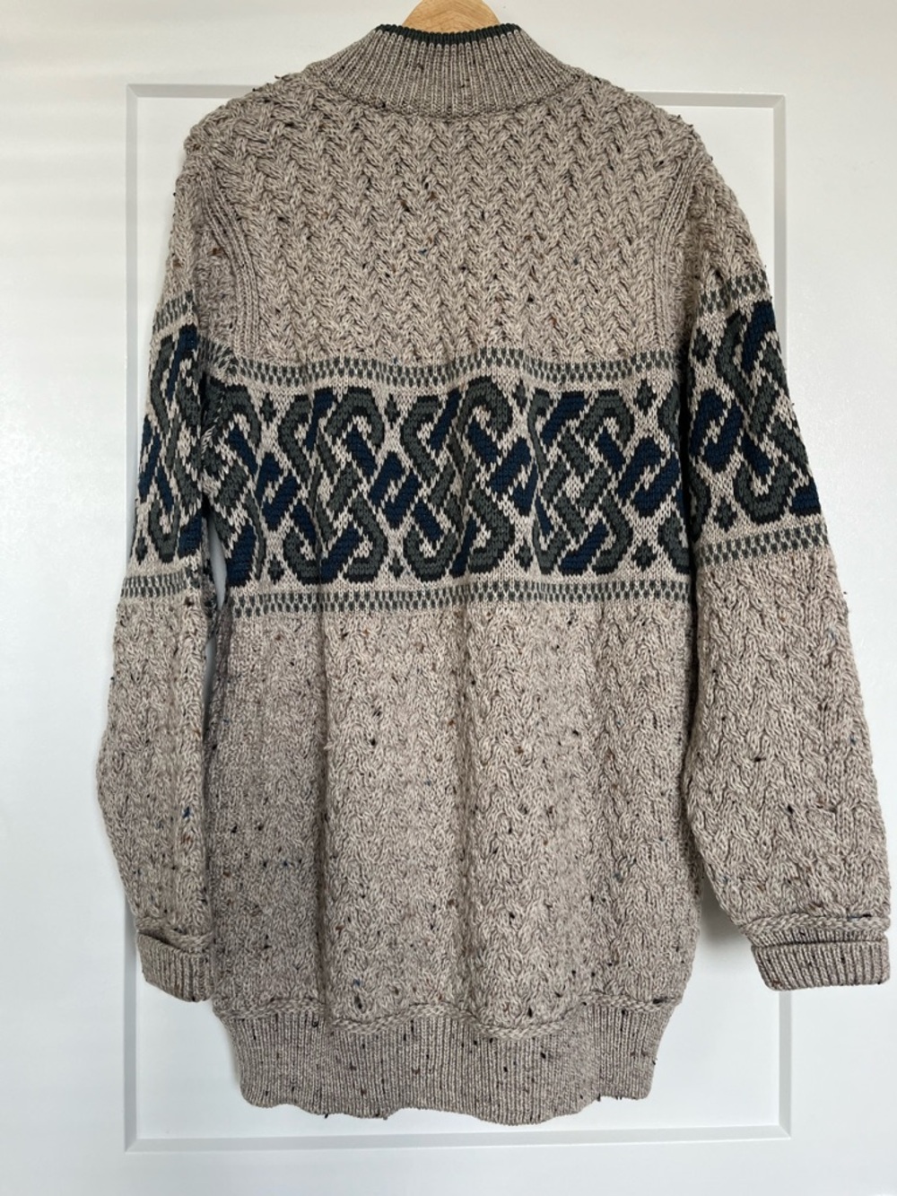 Aran Crafts Ireland Wool Sweater XL Fisherman Cable Knit Nordic zip Pullover - Picture 4 of 9